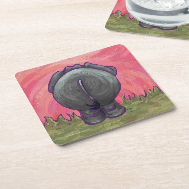 Posavasos Cuadrado De Papel Regalos y accesorios para elefantes (En perspectiva)