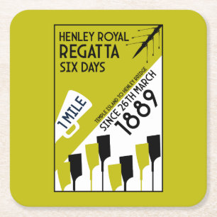 Posavasos Cuadrado De Papel Regatta del río Támesis - Remo estilo retro vintag