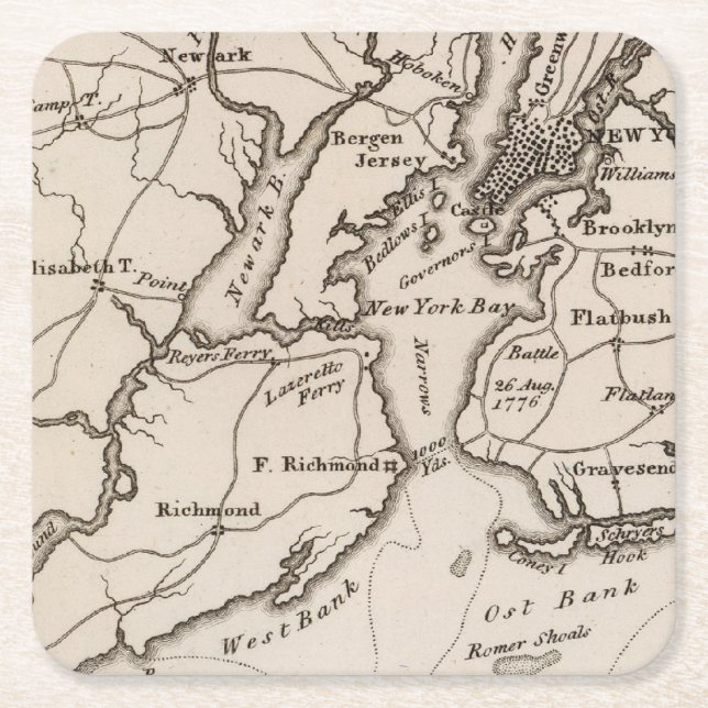 Posavasos Cuadrado De Papel Región de Nueva York y de New Jersey (Anverso)