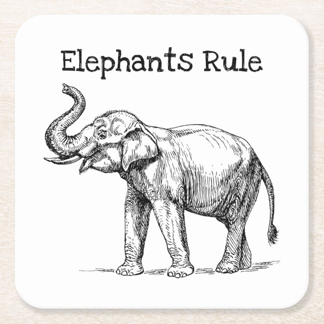 Posavasos Cuadrado De Papel Regla de los Elefantes (Anverso)