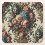 Posavasos Cuadrado De Papel Rehapsody - Almohada floral gótica<br><div class="desc">Los rollos barrocos son la cuna de un grotesco aullido,  cubierto de flores marchitas. Requiem Rhapsody es una floración lúgubre —elegancia que resuena con el malestar espectral.</div>