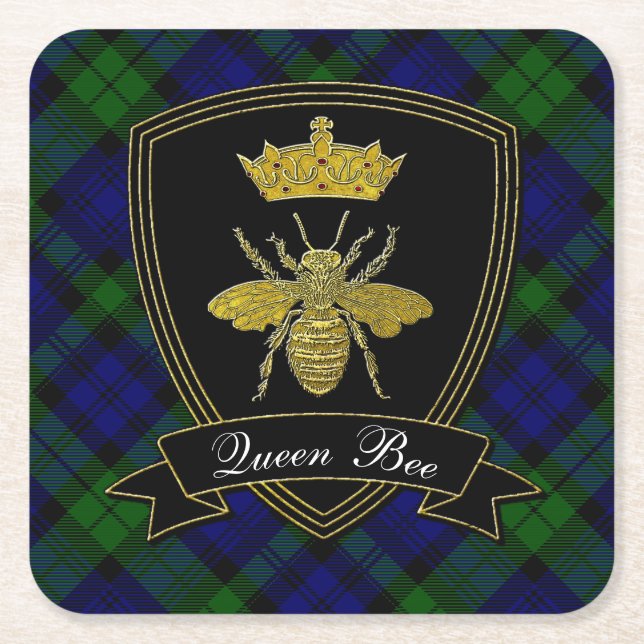 Posavasos Cuadrado De Papel Reina bebe tu texto (Anverso)