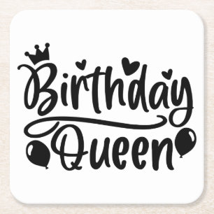 Posavasos Cuadrado De Papel Reina de cumpleaños