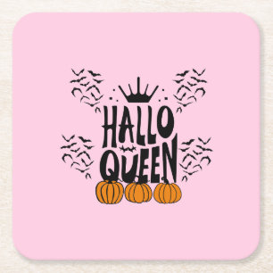 Posavasos Cuadrado De Papel Reina de Halloween, Halloqueen, arte de Halloween