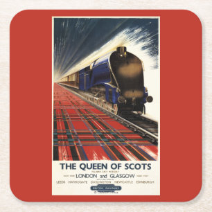 Posavasos Cuadrado De Papel Reina del tren escocés del pullman