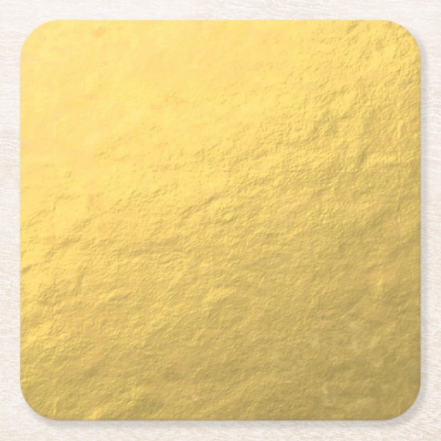 Posavasos Cuadrado De Papel Relieve metalizado dorado elegante impreso (Anverso)