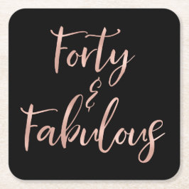 Posavasos Cuadrado De Papel Relieve metalizado dorado Rosa Cuarenta | 40 y fab