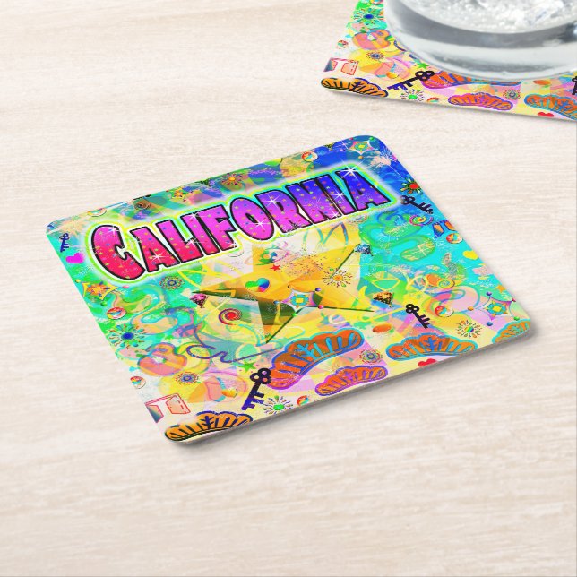 Posavasos Cuadrado De Papel Reloj de época de California Coaster (En perspectiva)