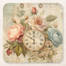 Reloj floral de Shabby Chic Vintage Rubor Rosas az