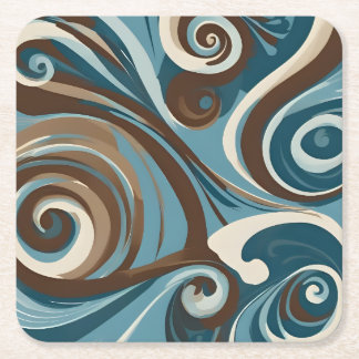 Posavasos Cuadrado De Papel Remolino azul y marrón