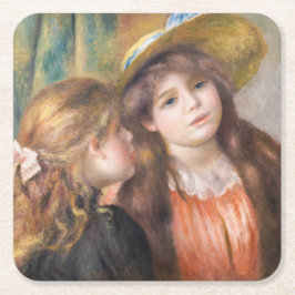 Posavasos Cuadrado De Papel Renoir - Retrato de dos niñas pequeñas