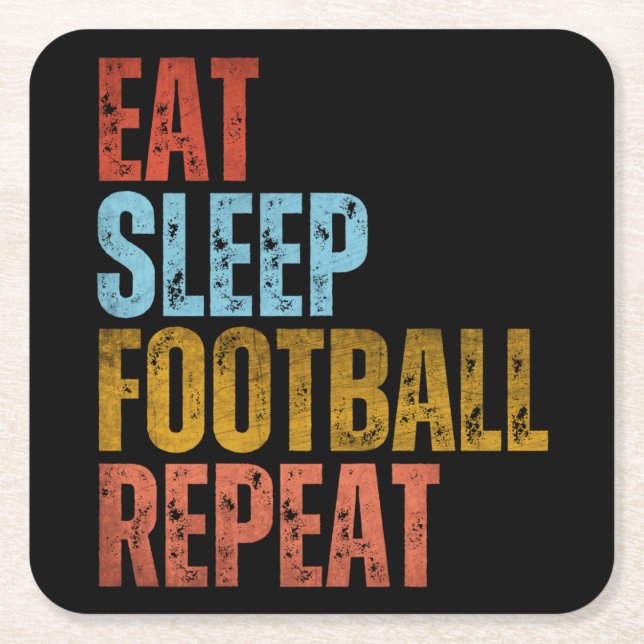POSAVASOS CUADRADO DE PAPEL REPETIR EL FÚTBOL DE DORMIR (Anverso)