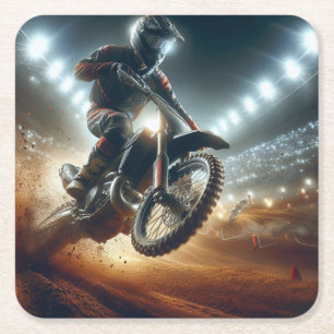 Posavasos Cuadrado De Papel Representación digital de la competencia MotoCross
