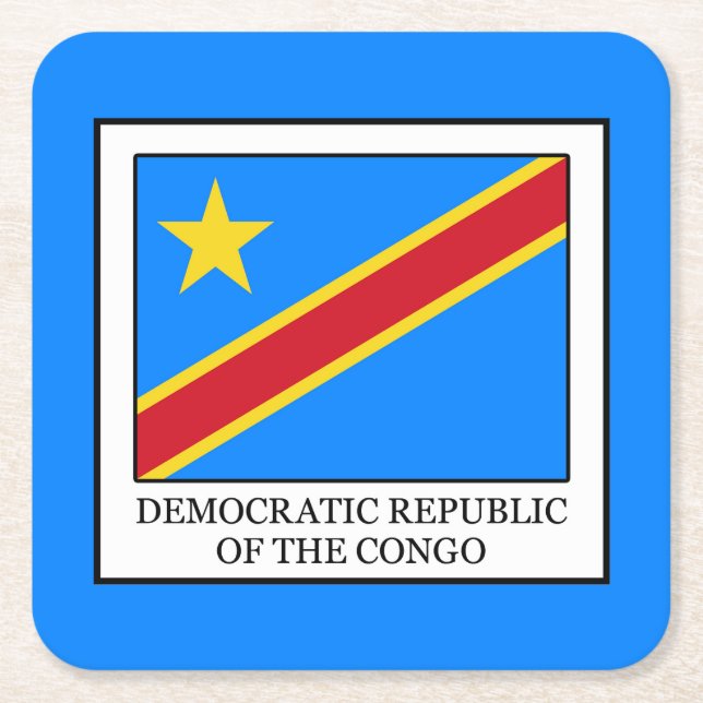 Posavasos Cuadrado De Papel República Democrática del Congo (Anverso)
