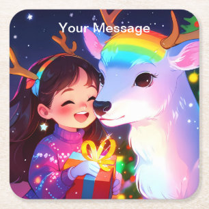 Posavasos Cuadrado De Papel Resplandor Navideño Encantado