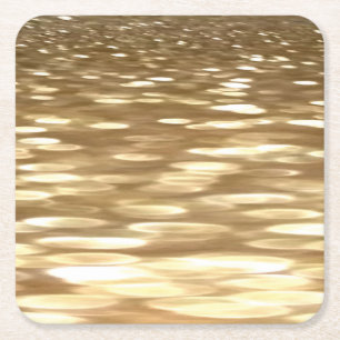 Posavasos Cuadrado De Papel Resumen #3: Brillante de oro