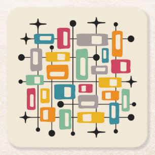 Posavasos Cuadrado De Papel Resumen atómico moderno de mediados del siglo XX