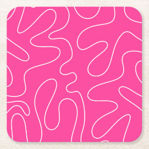 Posavasos Cuadrado De Papel Resumen de acequia preppy de rosa caliente