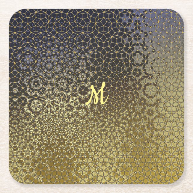 Posavasos Cuadrado De Papel Resumen de diseño estético de gradiente dorado de  (Anverso)