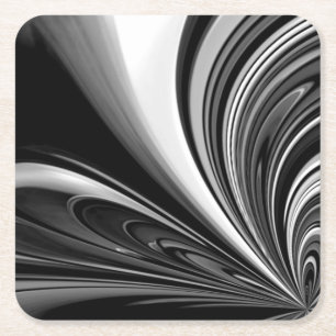 Posavasos Cuadrado De Papel Resumen de la curva en blanco y negro