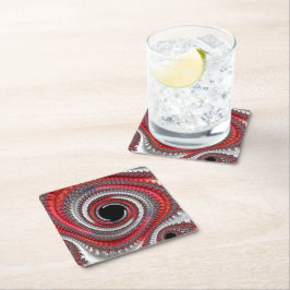 Posavasos Cuadrado De Papel Resumen de la espiral de gradiente rojo y negro