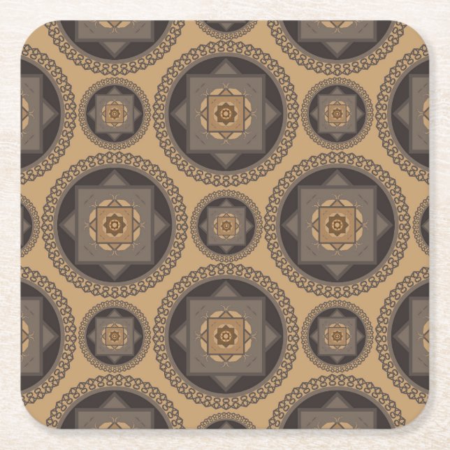 Posavasos Cuadrado De Papel Resumen de lujo Patrón floral Mandala (Anverso)
