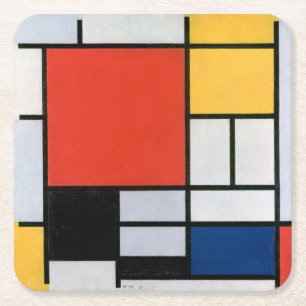 Posavasos Cuadrado De Papel Resumen de Piet Mondrian