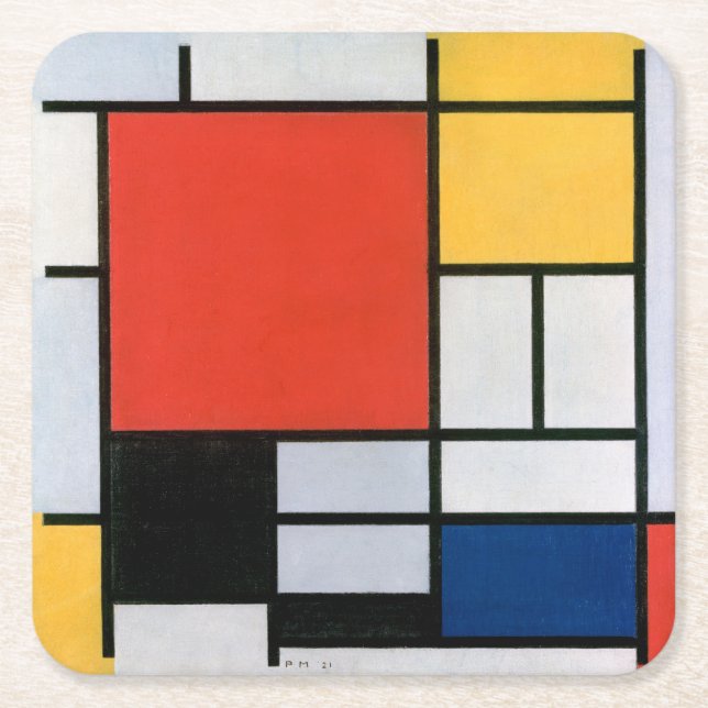 Posavasos Cuadrado De Papel Resumen de Piet Mondrian (Anverso)