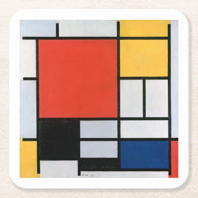 Posavasos Cuadrado De Papel Resumen de Piet Mondrian (Anverso)