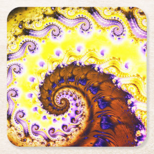 Posavasos Cuadrado De Papel Resumen de Swirl Fractal Art
