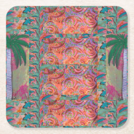 Posavasos Cuadrado De Papel Resumen del árbol de palmas