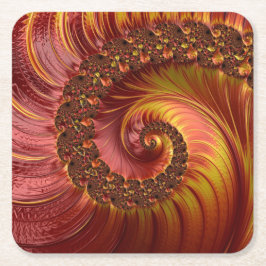 Posavasos Cuadrado De Papel Resumen Fiery Spiral Fractal