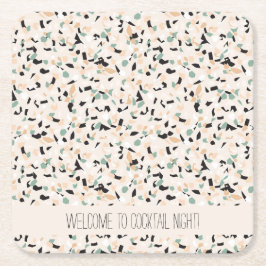 Posavasos Cuadrado De Papel Resumen moderno Patrón Pastel Terrazzo