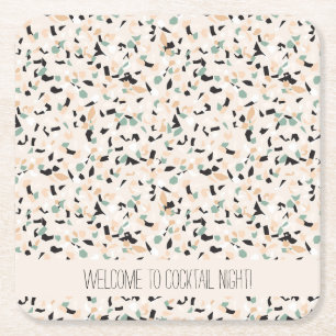 Posavasos Cuadrado De Papel Resumen moderno Patrón Pastel Terrazzo