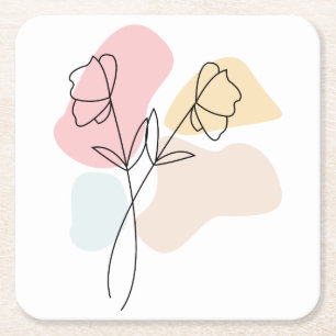Posavasos Cuadrado De Papel Resumen Pastel Floral