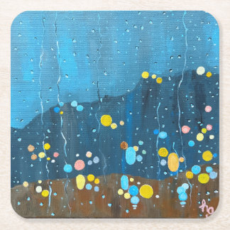 Posavasos Cuadrado De Papel Resumen Pintura de lluvia