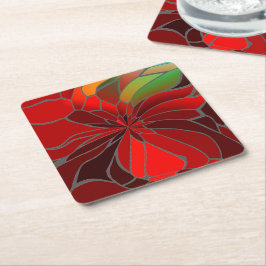 Posavasos Cuadrado De Papel Resumen Poinsettia