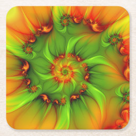 Posavasos Cuadrado De Papel Resumen psicodélico colorido moderno Resumen arte 