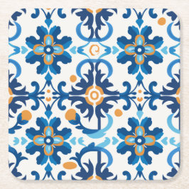 Posavasos Cuadrado De Papel 🟦 Resumen Terrazzo Mosaic Monstruo - Rust Brown &