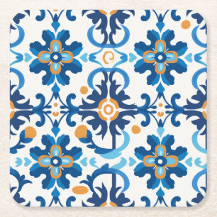 Posavasos Cuadrado De Papel 🟦 Resumen Terrazzo Mosaic Monstruo - Rust Brown &