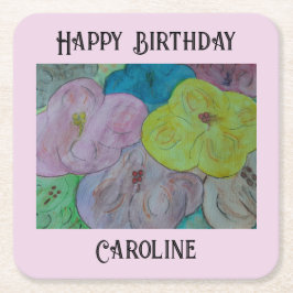 Posavasos Cuadrado De Papel Resumen Verano Floral Cubrecama de papel personali