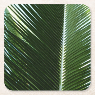 Posavasos Cuadrado De Papel Resumen verde tropical de palmeras que se abruman