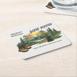 Posavasos Cuadrado De Papel Retirement Gone Hiking to the Mountains Sunrise   