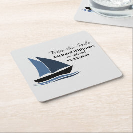 Posavasos Cuadrado De Papel Retirement Party Nautical Sailing Theme Modern 
