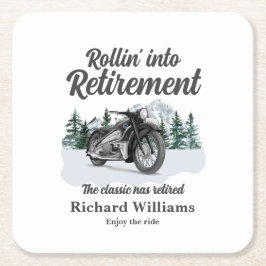 Posavasos Cuadrado De Papel Retirement Travel Theme Classic Motorbike Rolling