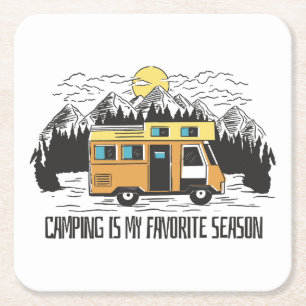 Posavasos Cuadrado De Papel Retiro de Campervan en la Montaña