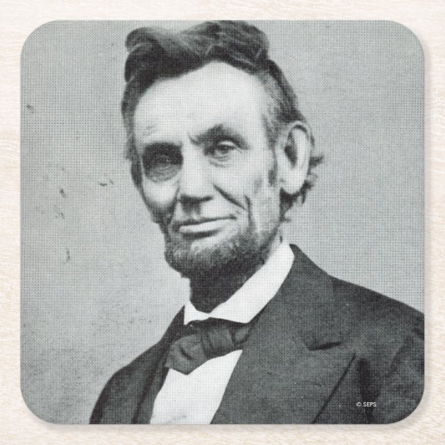 Posavasos Cuadrado De Papel Retrato de Abe Lincoln 1 (Anverso)