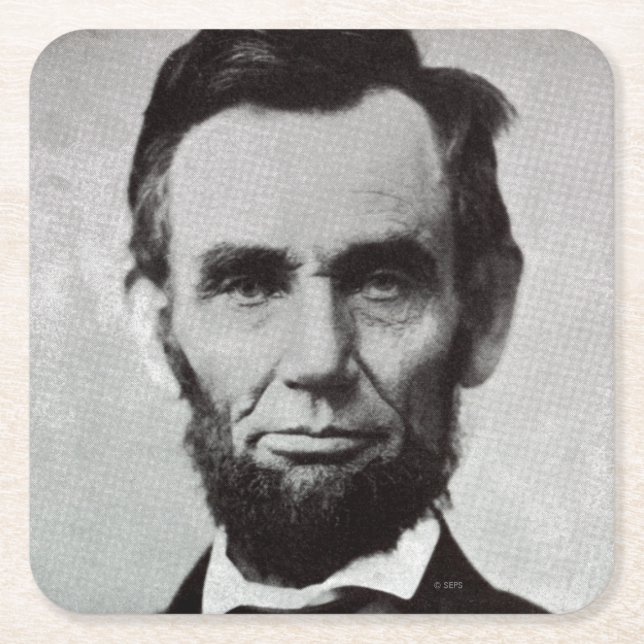 Posavasos Cuadrado De Papel Retrato de Abe Lincoln 2 (Anverso)