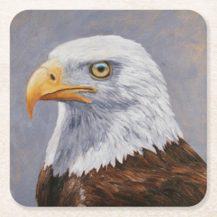 Posavasos Cuadrado De Papel Retrato de águila calva