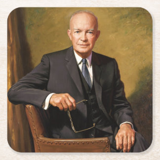 Posavasos Cuadrado De Papel Retrato de Dwight Eisenhower Presidente de la Casa